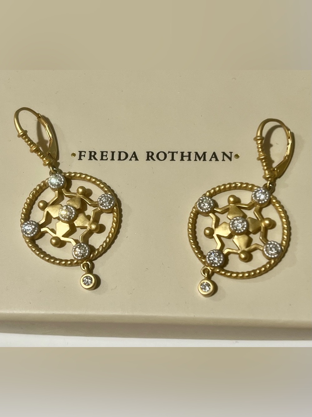 Freida Rothman 18k Sterling Silver Nautical Wheel Drop Earrings